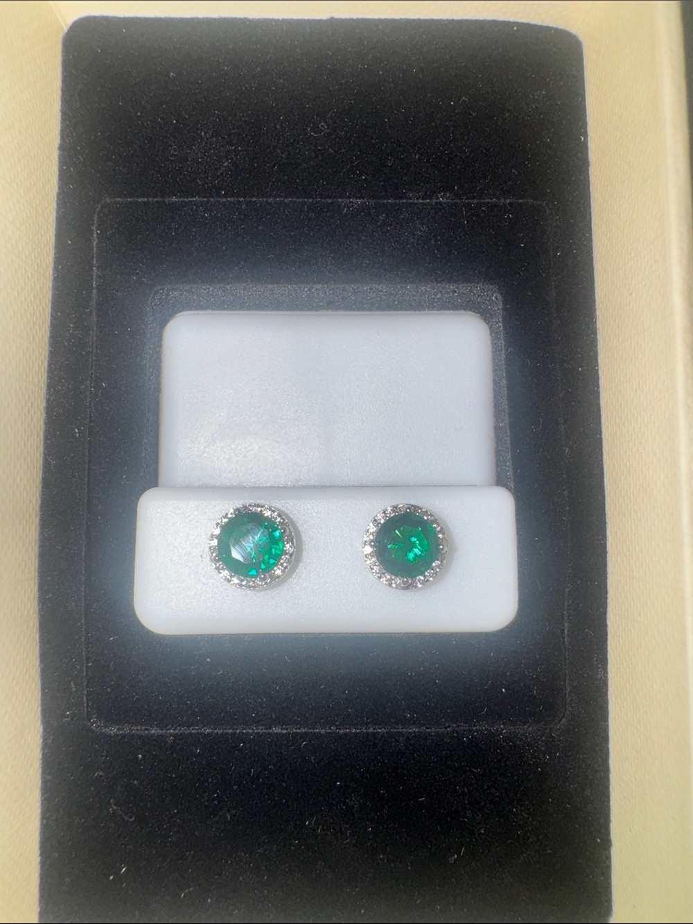 Emerald Gem & Moissanite Stud Earrings - 925 Silver - 2Ct